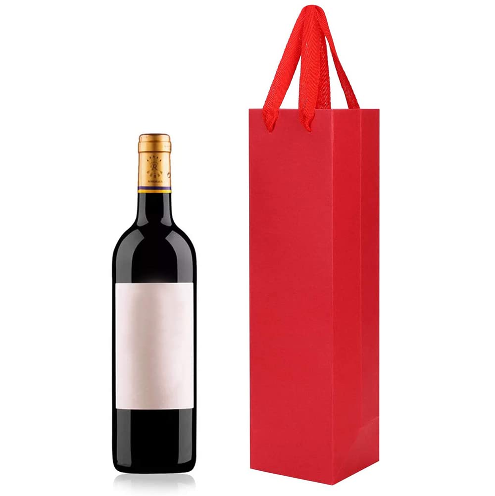 10 Pack Wine Bottle Gift Bags Wine Champagne Paper Gift Bags with Rope Handles Drink Gift Bags Carrier Single Bottle Holder Tote Bags for Party Birthday Wedding Anniversary Celebration