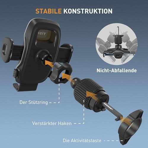 Kfz Handyhalterung Auto Lüftung： 360° Autohalterung Handy Halterung Auto, Phone Holder Car [Upgraded Hook & Silicone] Smartphone Handyhalter Auto für iPhone Samsung Google Sony Handys usw