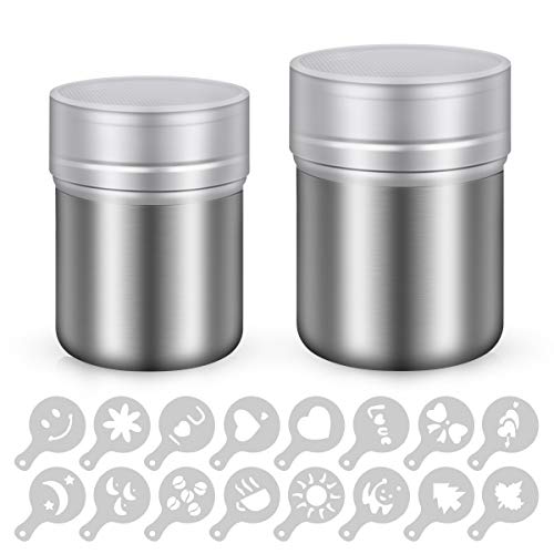 2er-Pack Edelstahl-Pulverstreuer, Schokoladenstreuer, Bagger, Kaffeekakaobagger mit feinmaschigem Deckel, Power-Dose zum…