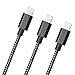 ONSON iPhone Cable,3Pack 6FT Nylon Braided Cord Lightning Cable Certified to USB Charging iPhone Charger for iPhone 7/7 Plus/6/6 Plus/6S/6S Plus,SE/5S/5,iPad,iPod Nano 7 (Black White,6FT)