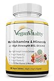 Multivitamines et minéraux végétaliens à haute teneur en vitamine B12, D3 et K2.