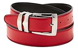 Reversible Belt Bonded Leather with Removable Silver-Tone Buckle RED / Black