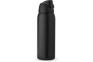 Owala FreeSip Botella de acero inoxidable aislada con popote, botella de agua deportiva libre de BPA, ideal para viajar, 40 oz, Muy, Muy Oscuro