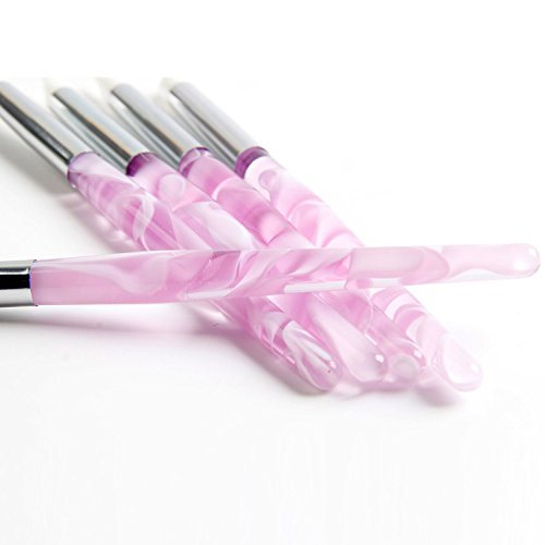 BQAN 5Pcs Nail Art Silicone Pens Acrylic Handle Gel Nail Art Carving Drawing Brushes