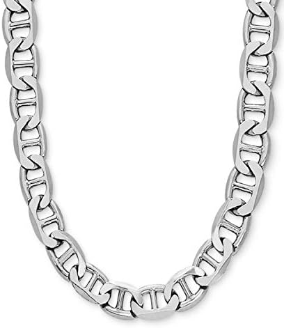 Savlano 925 Sterling Silver 8mm Italian Solid Flat Mariner Link