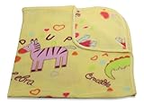 30x30 Inch Soft Fleece Swaddling Baby Blanket - Assorted Style Print and Solid Blankets by bogo Brands (Yellow - Hearts)