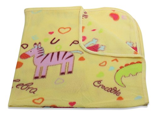 30x30 Inch Soft Fleece Swaddling Baby Blanket - Assorted Style Print and Solid Blankets by bogo Brands (Yellow - Hearts)