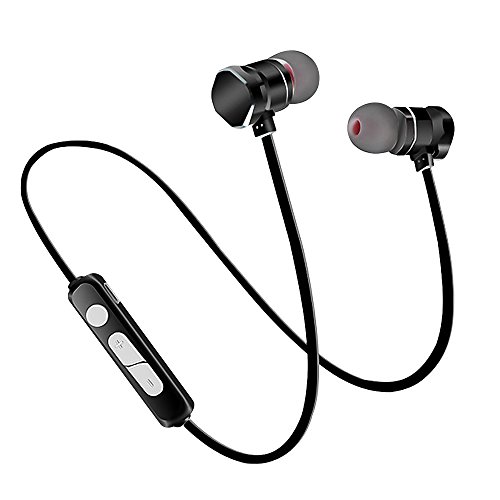 Bluetooth Headphones, Wireless Neckband Earbuds Sport Bluetooth Headsets In-Ear Waterproof Earphones with Mic Magnetic Attraction Stereo Earphones Secure Fit Design, Superior Sound for Sport (Black)