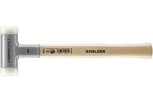 Halder SuperCraft Dead Blow Mallet 3366.040 - Non-Rebounding Mallet, Hard Nylon Inserts, Hickory Wood Handle with Overstrike Protector, 40mm, 1.6 lbs.