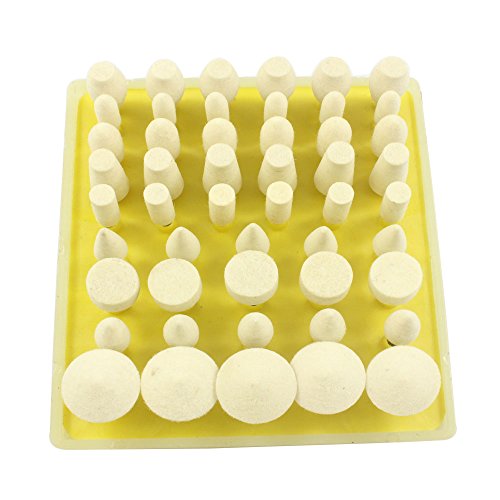 50pc 3mm 1/8'' Shank Hardened Wool Felt Mandrel Mounted Polishing Buffing Accessories Set for Dremel Rotary Tools