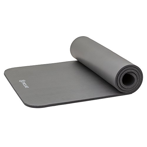 Incline Fit Extra Thick Exercise Mat w/Carrying Strap - Non Slip & Comfortable Workout Mat for Yoga, Pilates, Stretching, Meditation, Floor & Fitness Exercises, Elephant Gray - Thumbnail 3