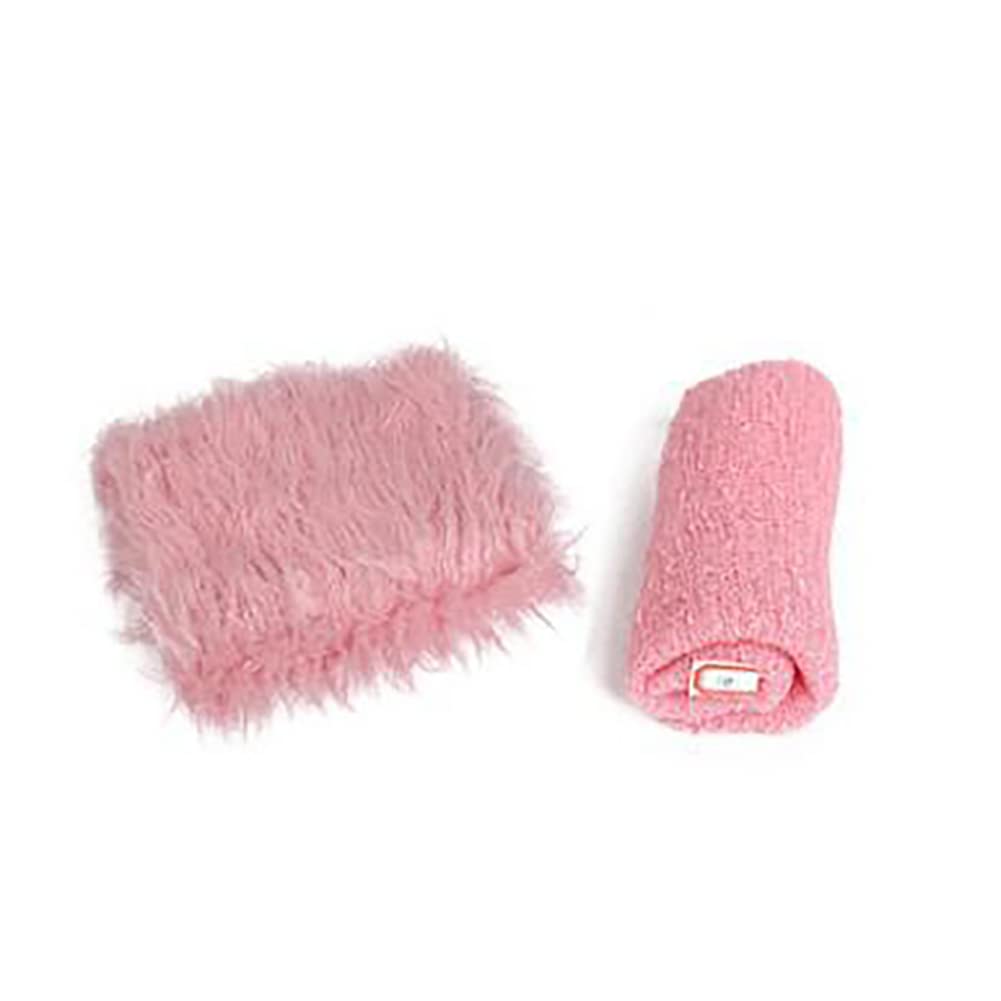 Uposao 2 Pcs/set Newborn Photography Props, DIY Newborn Infant Blanket Swaddle Wrap Set Soft Faux Fur Photography Backdrops Mat Rug for Baby Boys Girls