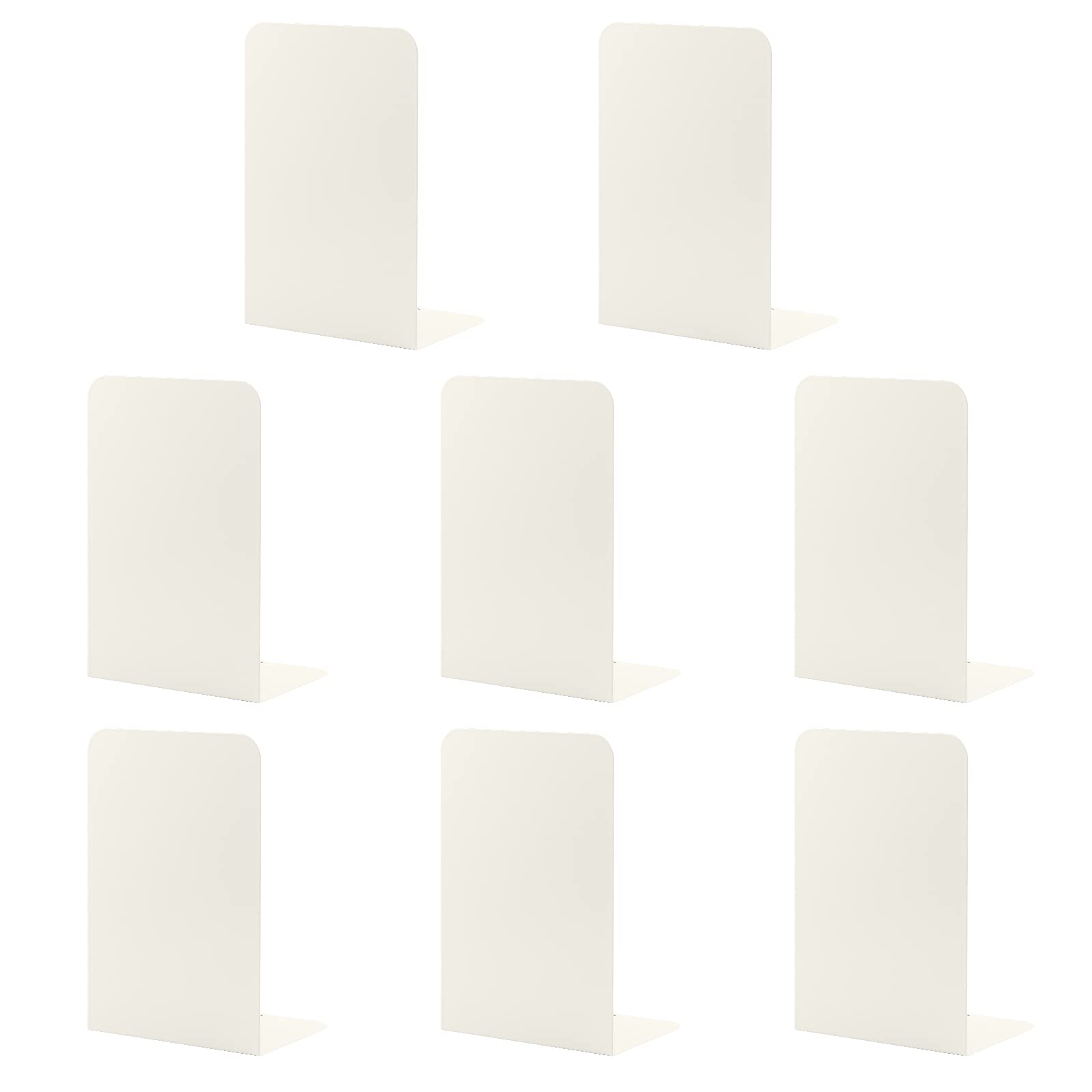 4 Pairs Book Ends for Shelves, MSDADA Heavy Duty Bookends for Office, School&Home, Metal Bookends for Heavy Books, Anti Slip Book Shelf Holder Bookend Supports Book Stoppers(Beige)