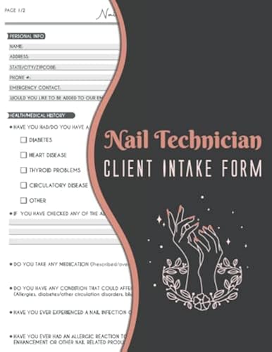 Nail Technician Client Intake Form: Nail Tech Consent Form For Salons ...