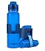 Jerrybox Collapsible Sports Water Bottle - 650ml, Leak Proof Silicone Foldable Sports Bottle, for Outdoors, Travel, Camping, Picnic(22 oz) (Blue)