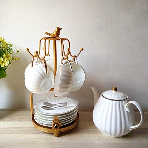 Vintage Iron Coffee Cup Holder Storage Rustic Tea Mug and Saucer Display Rack Kitchen Stand Organizer Drinkware Rack Holds 6 Cups