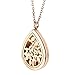 JOVIVI Stainless Steel Gold Teardrop Aromatherapy Essential Oil Diffuser Locket Necklace
