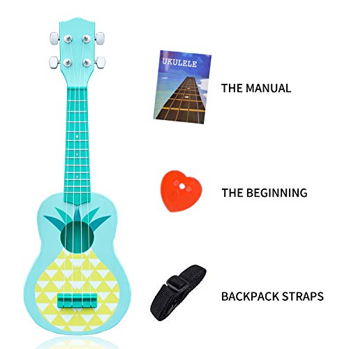 YOLOPLUS+ Kids Ukulele Guitar Toy Simulation 4 Strings Children Musical Instruments Educational Learning for Toddler Beginner Keep Tone Anti-Impact (21 Inch Pineapple) - Thumbnail 3