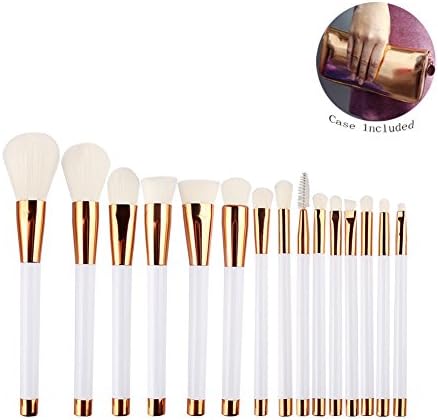 DSCbeauty 15 Pcs Professional Makeup Brushes Set with Case Foundation Contour Blush Concealer Mascara Eyeshadow Blending Eyeliner Lip Bronzer Powder Kabuki Cosmetics Makeup Brushes Set Tool Kit