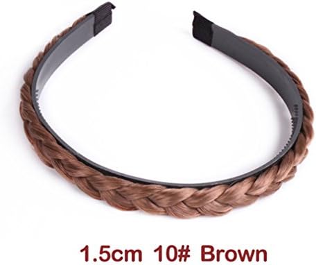 Demana Plastic Hairbands Synthetic Braided Plaited Hair Extensions Hair Bands Headband For Girl Women (Brown)
