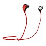 Superex Bluetooth CSR4.0 Wireless Stereo Headphones with Mic Sport Bluetooth Earbuds Sweatproof Running Gym Exercise Earphones for Iphone, Android, Samsung, Smart Phones Bluetooth Devices(Red)