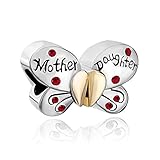 Pugster Silver Plated Mother Daughter Charms Separable Butterfly Bead Fits Pandora Charms Bracelet