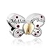 Pugster Silver Plated Mother Daughter Charms Separable Butterfly Bead Fits Pandora Charms Bracelet