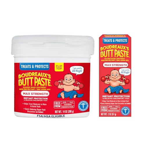 Boudreaux's Butt Paste Maximum Strength Diaper Rash Cream, Diaper Cream for Bab…
