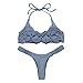 RUUHEE Women's 2 Pcs Bikini Brazilian Bottom Braided Rope Swimsuit Swimwear (L(US Size 4-6), Gray)