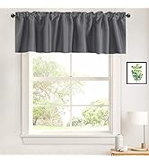 Caudblor Valance Rod Pocket Window Treatment Blackout Thermal Insulated Solid Short Curtain Toppe...