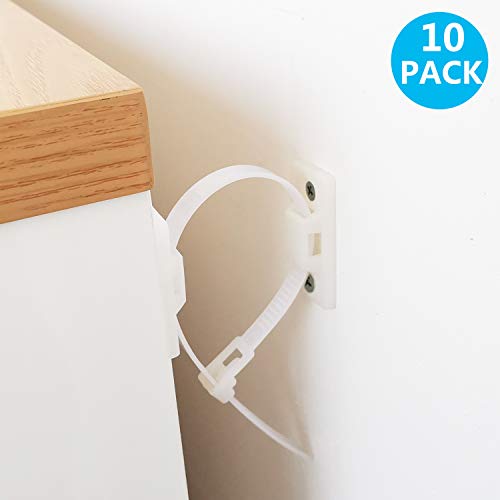 TUSUNNY Furniture Straps Baby Proofing Anti Tip Furniture Anchors Kits,Cabinet Wall Anchors Protect Toddler and Pet from Falling Furniture,Adjustable Child Safety Straps Earthquake Resistant(10Packs) - Thumbnail 7