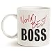 MAUAG World's Best Boss Funny Coffee Mug for Boss Day White 11 Oz, Work and Office Holiday or Birthday Present for Worlds Best Male or Female Bosses, Manager
