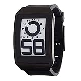 Phosphor Unisex DH04 Digital Hour E-INK Curved Black Ion-Plated Polyurethane Band Watch