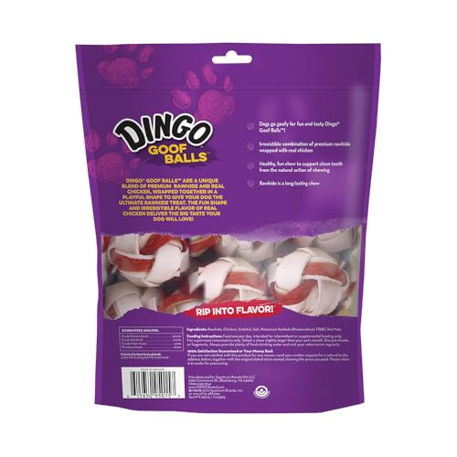 DINGO GOOF BALLS 15 COUNT, PREMIUM RAWHIDE TREATS FOR SMALL DOGS, MADE WITH REAL CHICKEN 15-COUNT