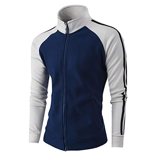 minRan Mens Active Slim Stripe Fit Track Jacket Zip-up Training Basic Designed Sweatshirt Long Sleeve