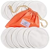 Washable Nursing Pads 10 Pack (Organic Bamboo) + Laundry & Travel Bag + Free Breastfeeding Guide. Feel Safe With Softest Reusable Breast Pads by BabyVoice