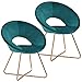 Teal Modern Accent Chair Set of 2,Reception Arm Chair Mid-Century Leisure Lounge Chairs Velvet Cushion for Living Room Easy Assembly