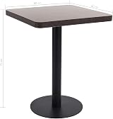 vidaXL Bistro Table in Dark Brown 60x60 cm MDF Wood Grain Black Steel Legs view 2