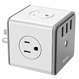 Huntkey Cubic Surge Protector USB Wall Adapter with 4 AC Outlets 3 USB Charging Ports (SMC007)