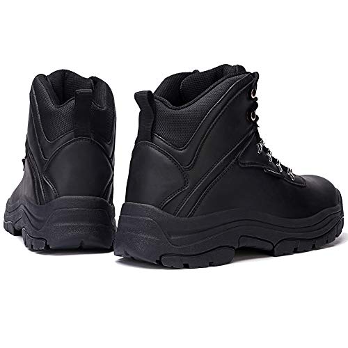 CAMEL CROWN Mens Hiking Boots Mid Ankle Boot for Trail Outdoor Backpacking Trekking Rubber Sole Black