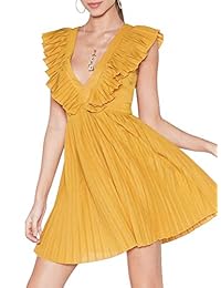 D Jill - Vestido corto para mujer, sin mangas, cuello en V, sin espalda