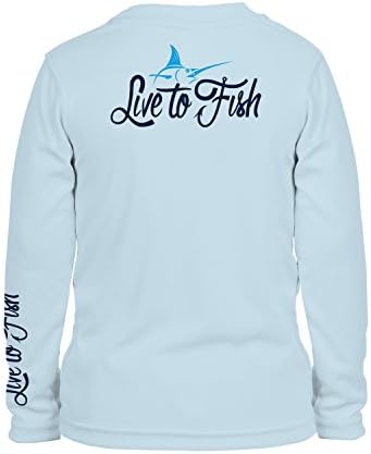 Live to Fish Kids! "Classic Marlin" UPF 50+ Toddler's Long Sleeve Shirt, Sky Blue, Size 3T