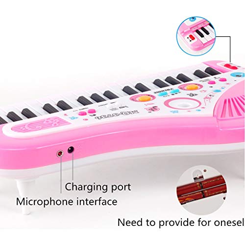 UPDD-toy 37 Key Kids Miniature Baby Girls Pink Piano with Microphone, Stool, and 4 Songs ,Music & Sound Birthday Gift Toys for 2 3 4 Year Old