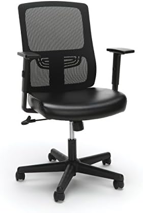 OFM Essentials Collection Ergonomic Mesh Back Chair with Bonded Leather Seat in Black