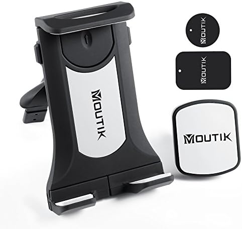 MOUTIK Car Phone Mount, Universal Car CD Player Slot Phone Cradle Mount, 2 in 1 Phone Holder with Magnetic Mount, Extendable Clamp, Fit for 3.5~10.5 inches Phones & Tablets