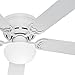 Hunter Fan 52in White Finish Low Profile Ceiling Fan Cased White Glass Light Kit (Renewed) (White)