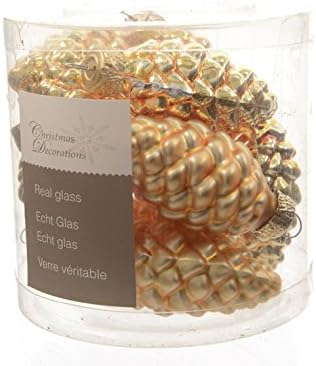 Fizzco Light Gold Glass Pine Cones - 12 x 60mm
