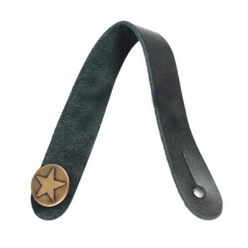 Black Genuine Leather Guitar Strap Hook Button For Acoustic / Folk / Guitar