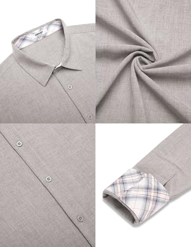 COOFANDY Men's Long Sleeve Shirt Regular Fit Casual Summer Plaid Shirt for Men