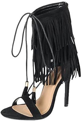 tan fringe heels